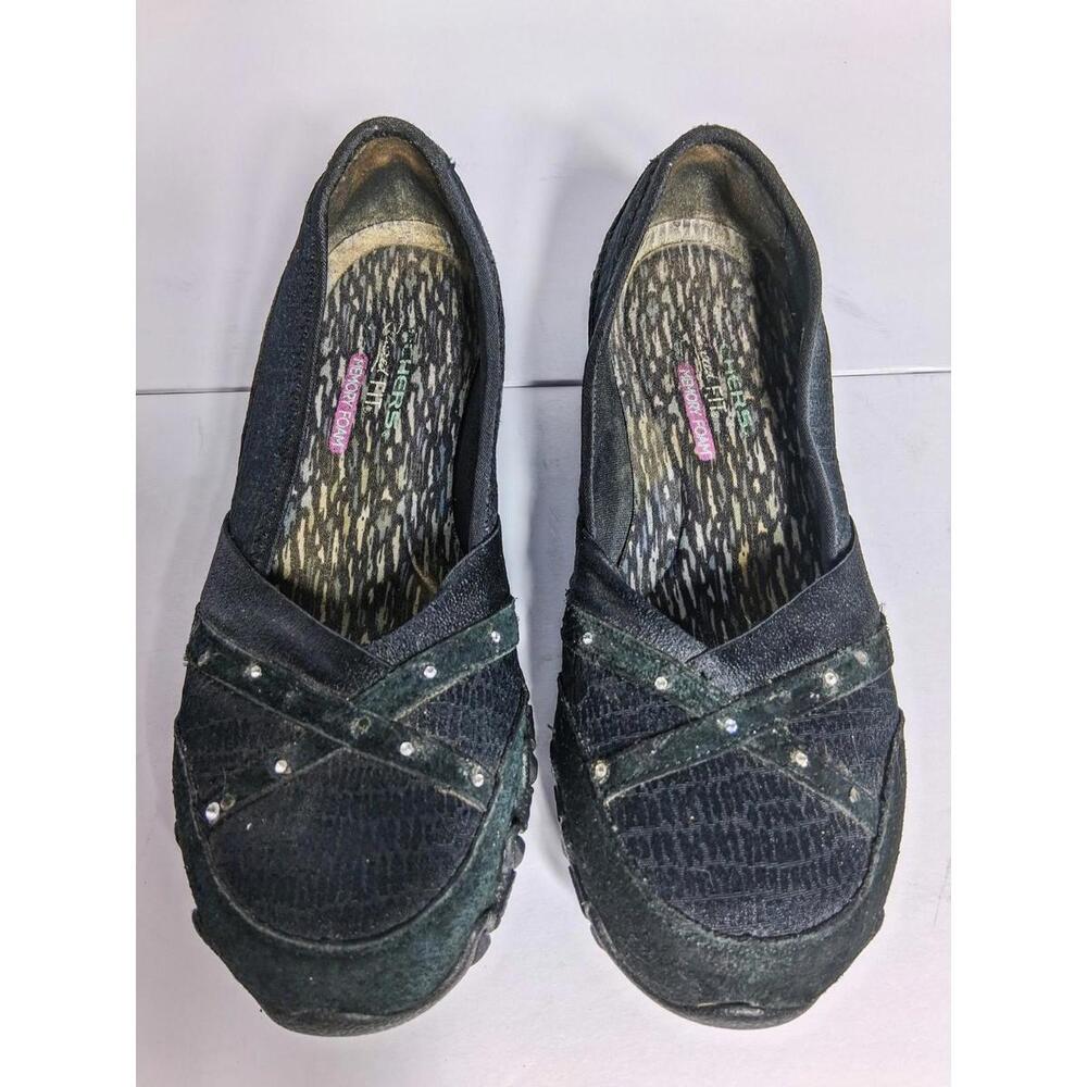 Sketchers Women's Forest Green/Black Relaxed Fit Memory Foam Shoes, 7.5